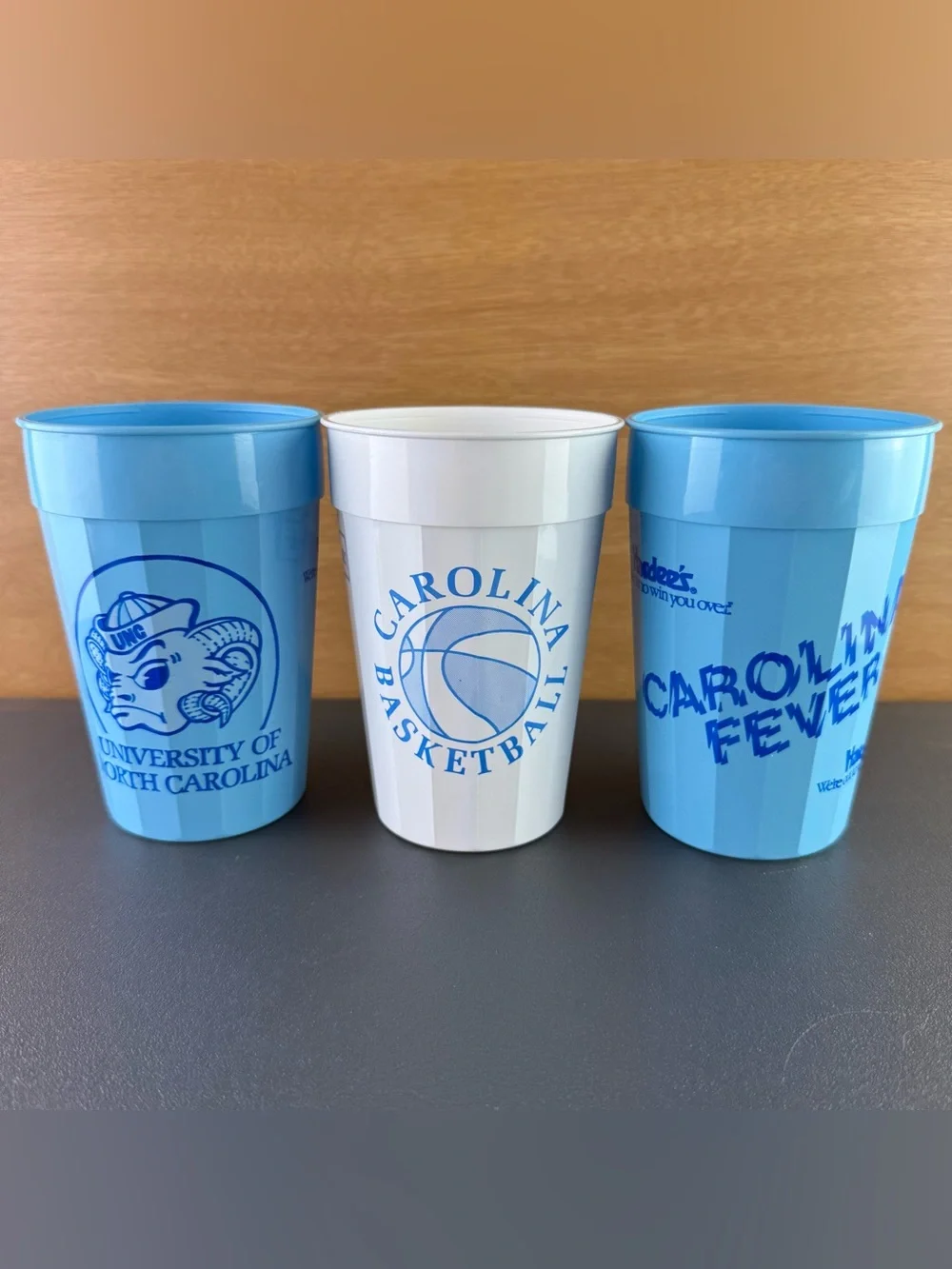 VTG 80s North Carolina Tar Heels UNC Basketball Lot of 3 Plastic Stadium Cups